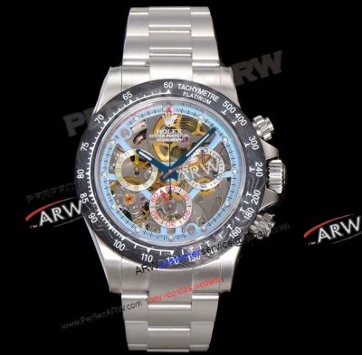 Rolex Skleleton Daytona La Montoya Carbon Fiber Bezel Super Clone 4130 Watch